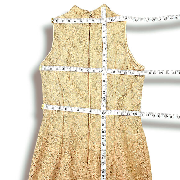 Jessica McClintock Gunne Sax Lace Evening Dress Gown Gold 11/12 EUC Vintage Y2K - Picture 9 of 10